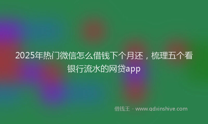 2025年热门微信怎么借钱下个月还，梳理五个看银行流水的网贷app