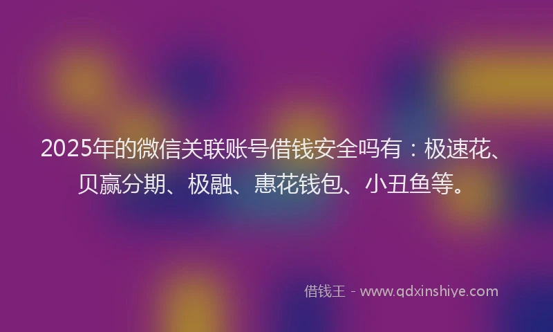 2025年的微信关联账号借钱安全吗有：极速花、贝赢分期、极融、惠花钱包、小丑鱼等。