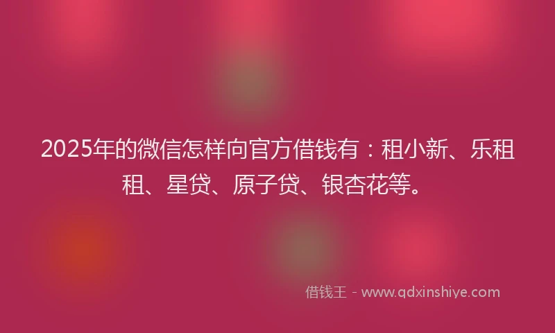 2025年的微信怎样向官方借钱有：租小新、乐租租、星贷、原子贷、银杏花等。