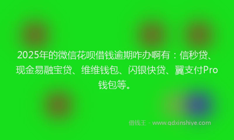2025年的微信花呗借钱逾期咋办啊有：信秒贷、现金易融宝贷、维维钱包、闪银快贷、翼支付Pro钱包等。