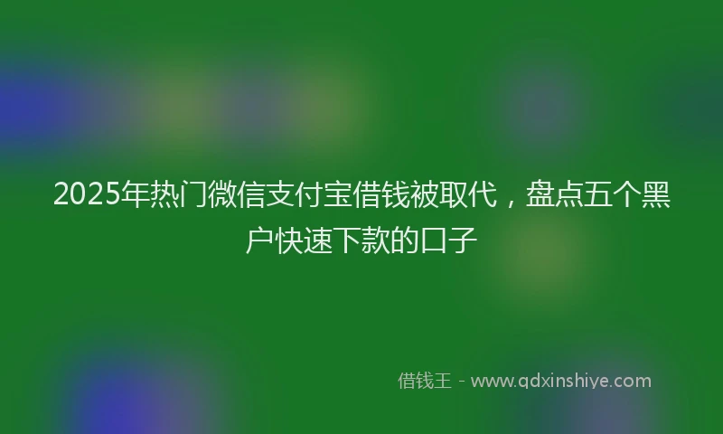 2025年热门微信支付宝借钱被取代，盘点五个黑户快速下款的口子