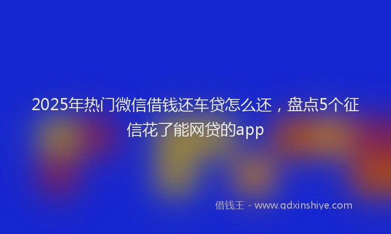 2025年热门微信借钱还车贷怎么还，盘点5个征信花了能网贷的app