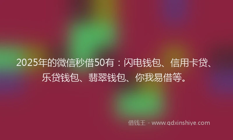 2025年的微信秒借50有：闪电钱包、信用卡贷、乐贷钱包、翡翠钱包、你我易借等。