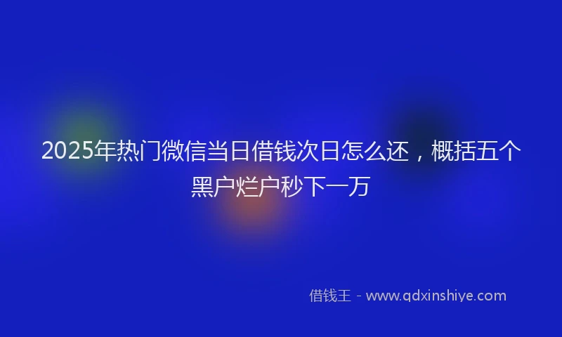 2025年热门微信当日借钱次日怎么还，概括五个黑户烂户秒下一万
