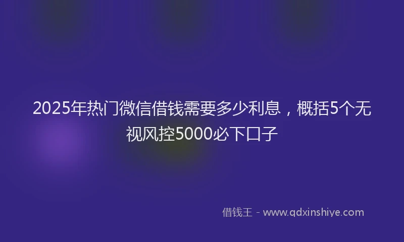 2025年热门微信借钱需要多少利息，概括5个无视风控5000必下口子