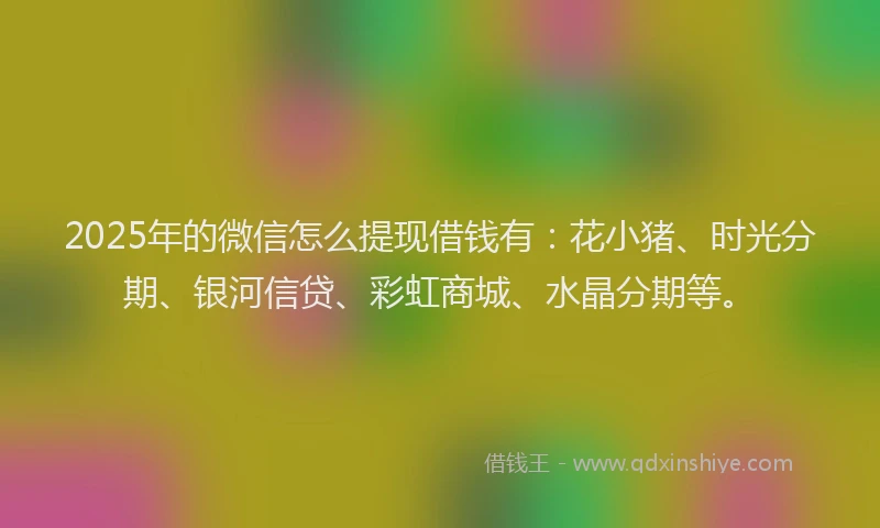 2025年的微信怎么提现借钱有：花小猪、时光分期、银河信贷、彩虹商城、水晶分期等。