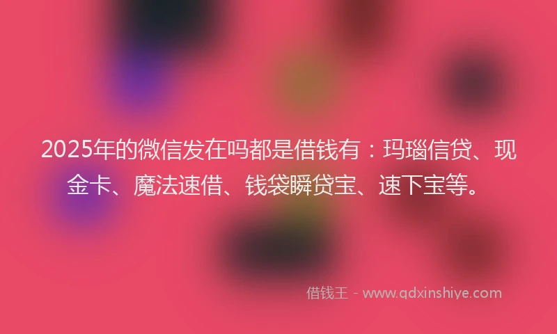 2025年的微信发在吗都是借钱有：玛瑙信贷、现金卡、魔法速借、钱袋瞬贷宝、速下宝等。