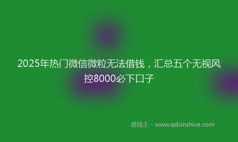 2025年热门微信微粒无法借钱，汇总五个无视风控8000必下口子
