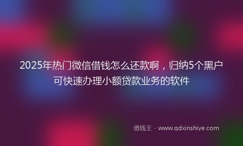 2025年热门微信借钱怎么还款啊，归纳5个黑户可快速办理小额贷款业务的软件