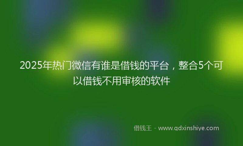 2025年热门微信有谁是借钱的平台，整合5个可以借钱不用审核的软件