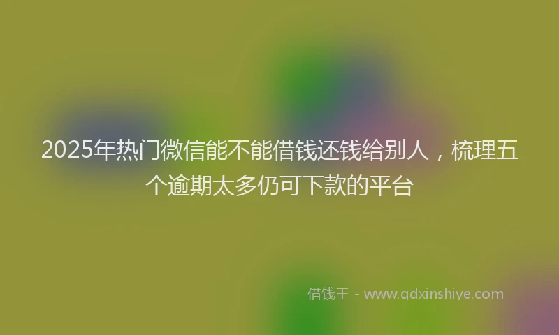 2025年热门微信能不能借钱还钱给别人，梳理五个逾期太多仍可下款的平台