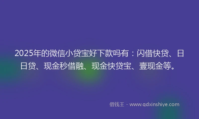 2025年的微信小贷宝好下款吗有：闪借快贷、日日贷、现金秒借融、现金快贷宝、壹现金等。