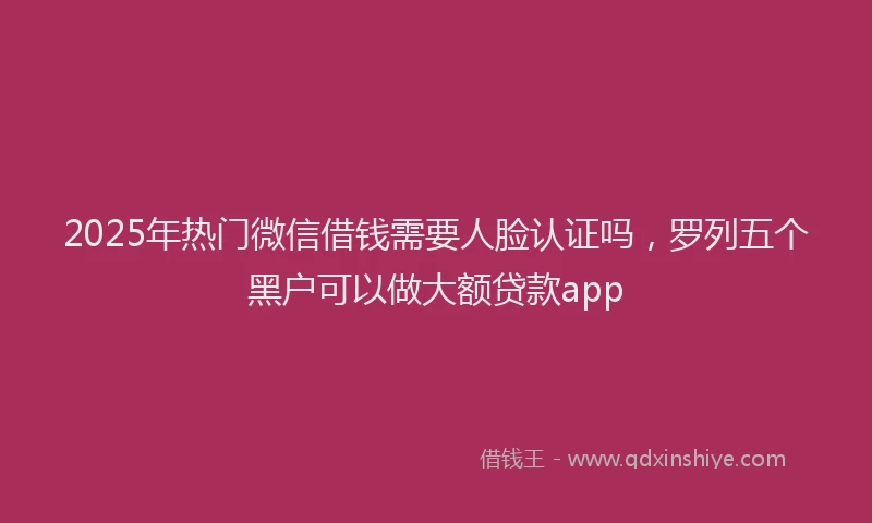 2025年热门微信借钱需要人脸认证吗，罗列五个黑户可以做大额贷款app