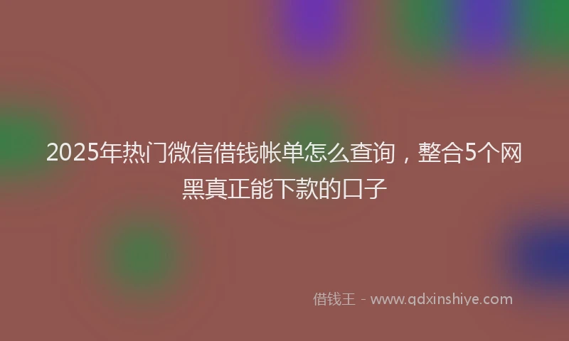 2025年热门微信借钱帐单怎么查询，整合5个网黑真正能下款的口子