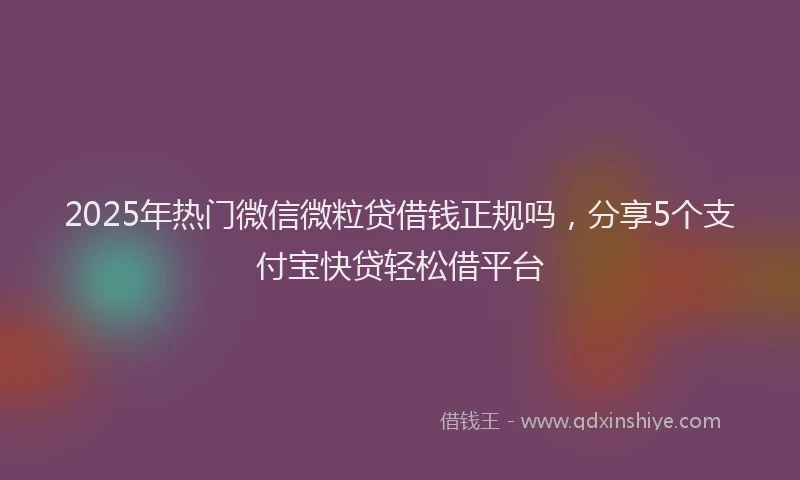 2025年热门微信微粒贷借钱正规吗，分享5个支付宝快贷轻松借平台