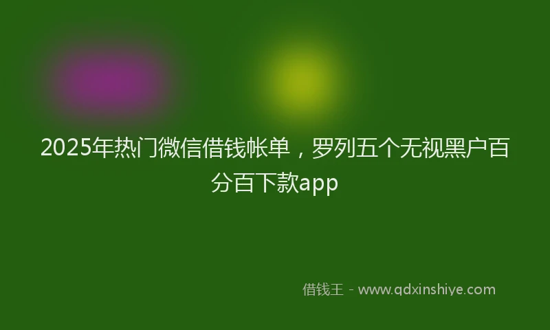 2025年热门微信借钱帐单，罗列五个无视黑户百分百下款app