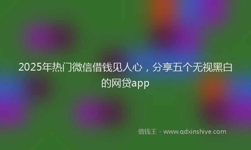 2025年热门微信借钱见人心，分享五个无视黑白的网贷app
