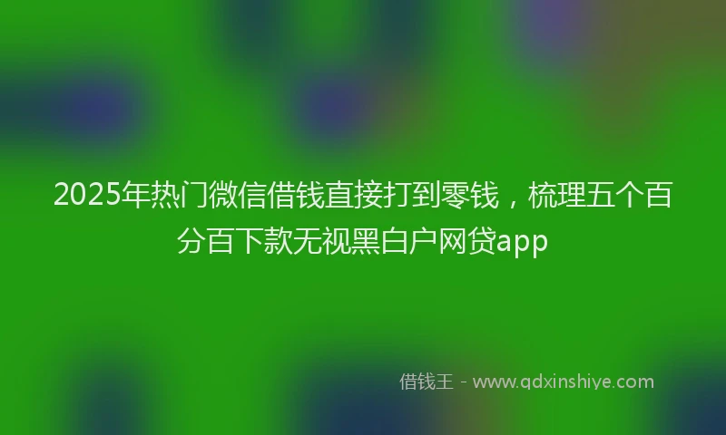 2025年热门微信借钱直接打到零钱，梳理五个百分百下款无视黑白户网贷app
