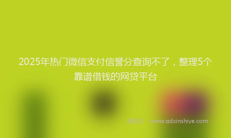 2025年热门微信支付信誉分查询不了，整理5个靠谱借钱的网贷平台