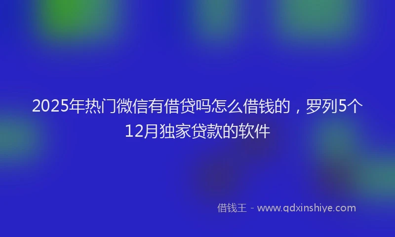 2025年热门微信有借贷吗怎么借钱的，罗列5个12月独家贷款的软件