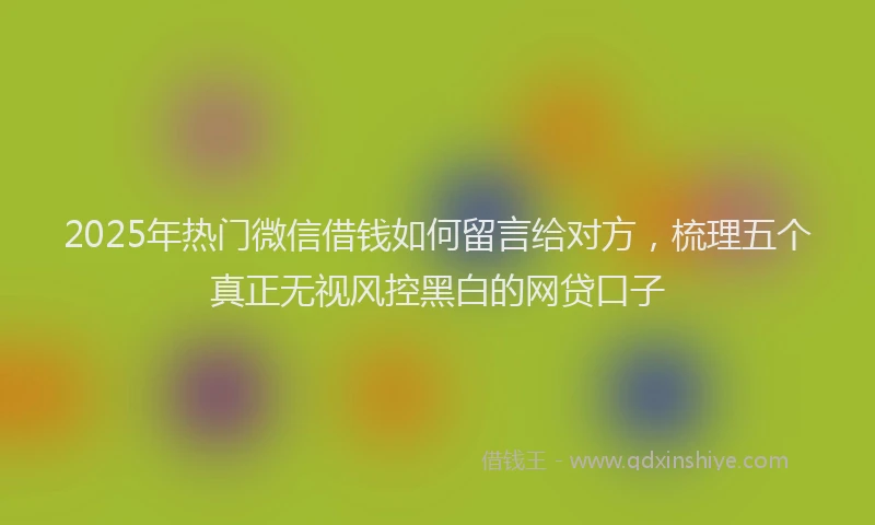 2025年热门微信借钱如何留言给对方，梳理五个真正无视风控黑白的网贷口子