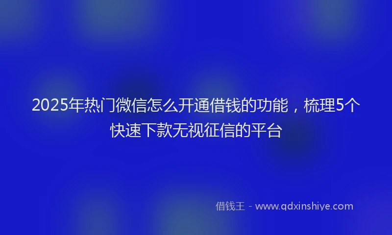 2025年热门微信怎么开通借钱的功能，梳理5个快速下款无视征信的平台