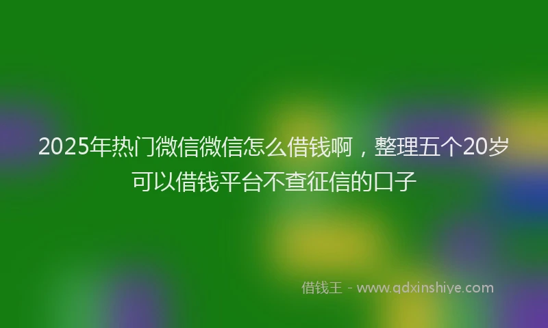 2025年热门微信微信怎么借钱啊，整理五个20岁可以借钱平台不查征信的口子