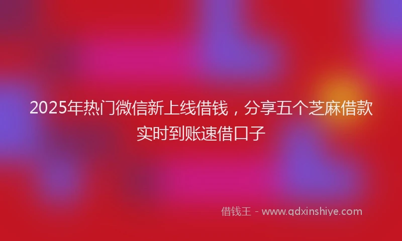 2025年热门微信新上线借钱，分享五个芝麻借款实时到账速借口子