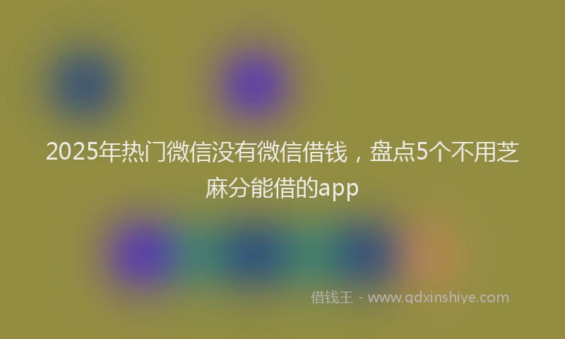 2025年热门微信没有微信借钱，盘点5个不用芝麻分能借的app