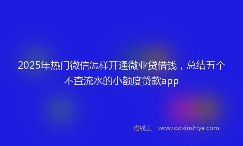 2025年热门微信怎样开通微业贷借钱，总结五个不查流水的小额度贷款app