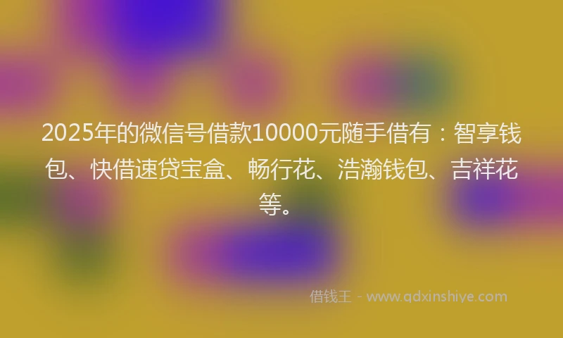 2025年的微信号借款10000元随手借有：智享钱包、快借速贷宝盒、畅行花、浩瀚钱包、吉祥花等。