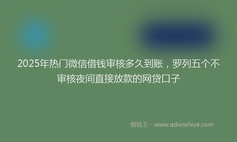 2025年热门微信借钱审核多久到账，罗列五个不审核夜间直接放款的网贷口子