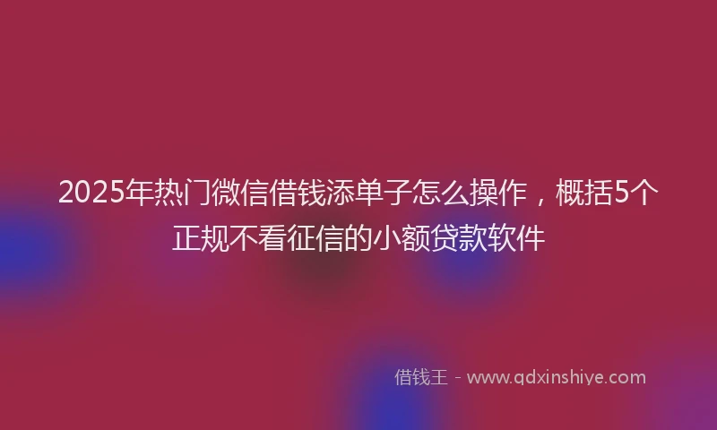 2025年热门微信借钱添单子怎么操作，概括5个正规不看征信的小额贷款软件