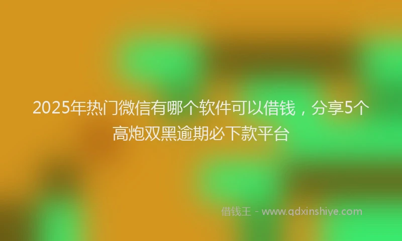 2025年热门微信有哪个软件可以借钱，分享5个高炮双黑逾期必下款平台