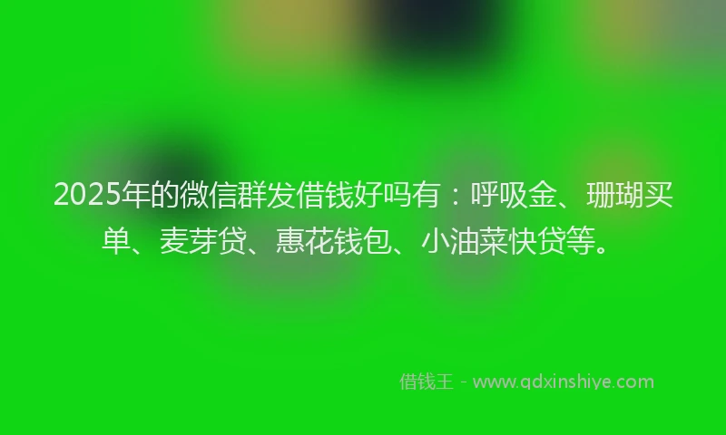 2025年的微信群发借钱好吗有：呼吸金、珊瑚买单、麦芽贷、惠花钱包、小油菜快贷等。