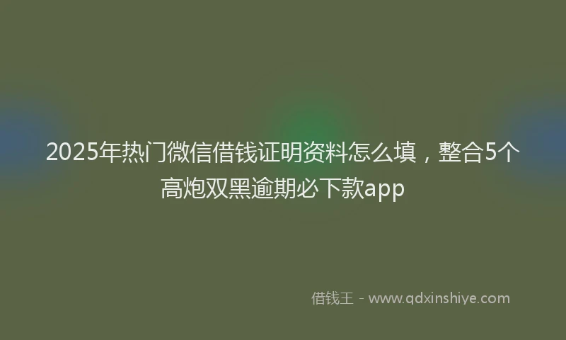 2025年热门微信借钱证明资料怎么填，整合5个高炮双黑逾期必下款app