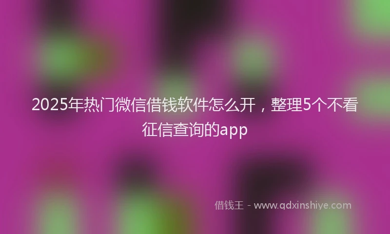 2025年热门微信借钱软件怎么开，整理5个不看征信查询的app