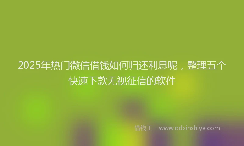 2025年热门微信借钱如何归还利息呢，整理五个快速下款无视征信的软件
