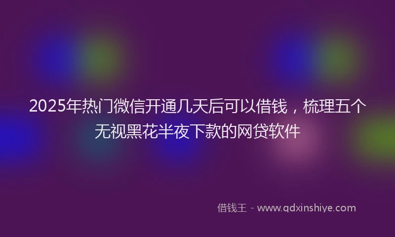2025年热门微信开通几天后可以借钱，梳理五个无视黑花半夜下款的网贷软件
