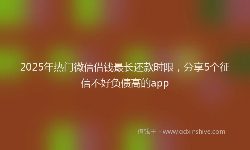 2025年热门微信借钱最长还款时限，分享5个征信不好负债高的app