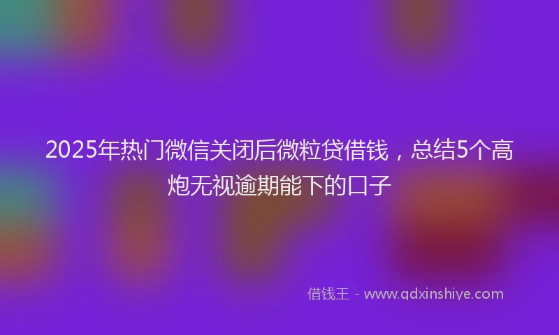 2025年热门微信关闭后微粒贷借钱，总结5个高炮无视逾期能下的口子