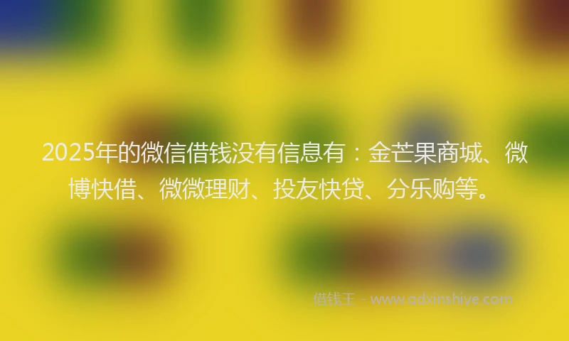 2025年的微信借钱没有信息有：金芒果商城、微博快借、微微理财、投友快贷、分乐购等。