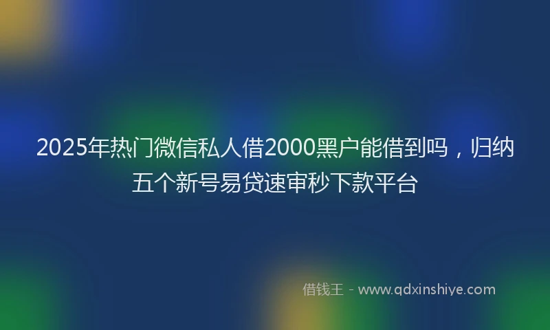 2025年热门微信私人借2000黑户能借到吗，归纳五个新号易贷速审秒下款平台
