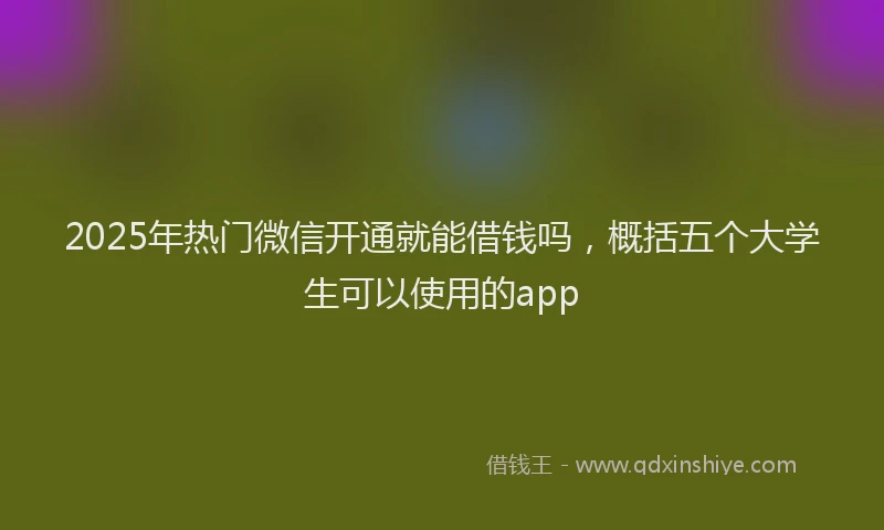 2025年热门微信开通就能借钱吗，概括五个大学生可以使用的app