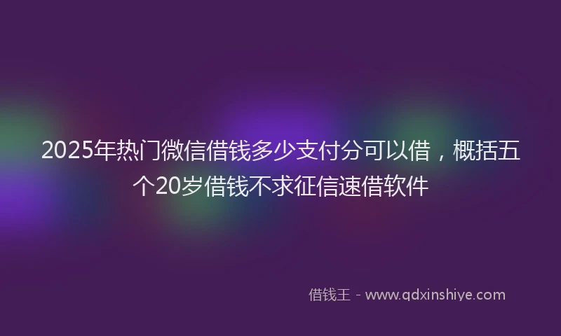 2025年热门微信借钱多少支付分可以借，概括五个20岁借钱不求征信速借软件