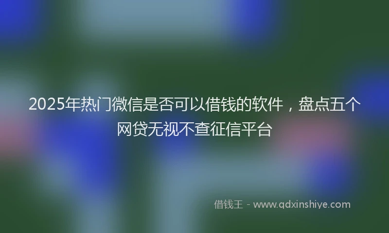 2025年热门微信是否可以借钱的软件，盘点五个网贷无视不查征信平台