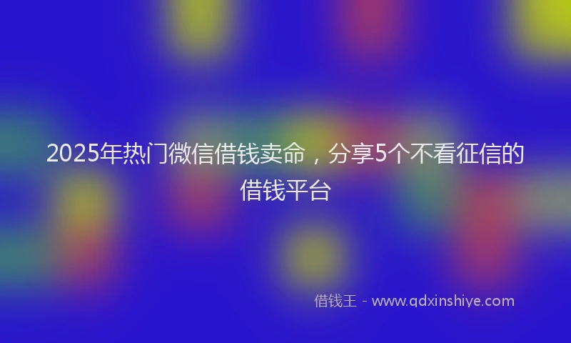 2025年热门微信借钱卖命，分享5个不看征信的借钱平台