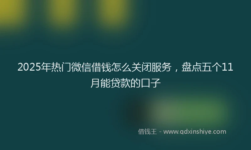 2025年热门微信借钱怎么关闭服务，盘点五个11月能贷款的口子