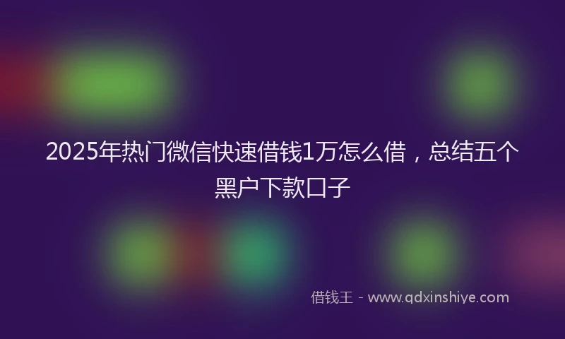 2025年热门微信快速借钱1万怎么借，总结五个黑户下款口子