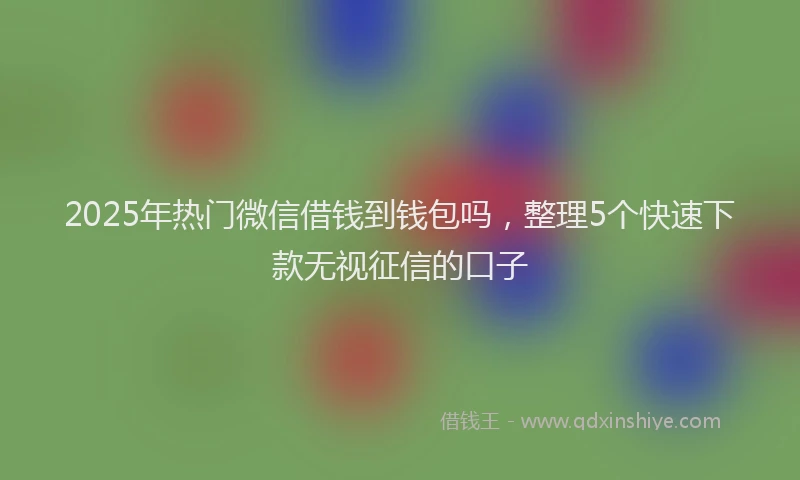 2025年热门微信借钱到钱包吗，整理5个快速下款无视征信的口子